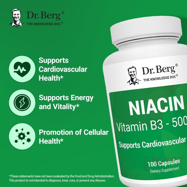 Dr. Berg Niacin 500mg with Flushing for Heart Health & Energy Support* - 100-Day Supply Vitamin B3 Niacin from Dr. Berg Recommended Nicotinic Acid - 100 Capsules - Image 4