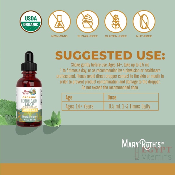 MaryRuth's Organic Lemon Balm Extract | Calming Mood Support | 1 Fl Oz - Image 7