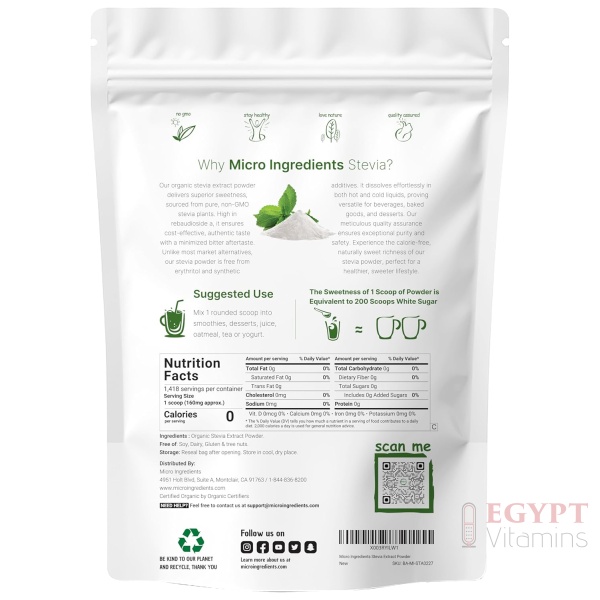 Micro Ingredients Pure Organic Stevia Powder, 8 Ounces - Image 2