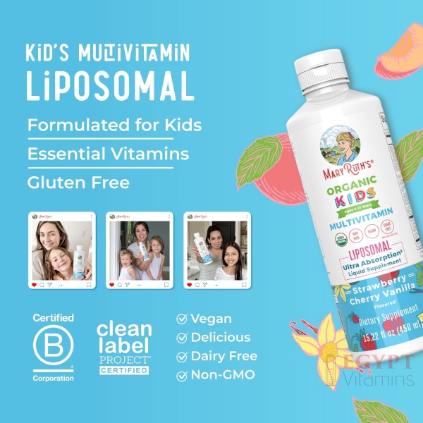 ⁦MaryRuth Organics Kids Multivitamin Liposomal | Vegan, Sugar-Free Vitamins for Kids | Ages 4+ | 2 Month Supply | 15.22 Fl Oz⁩ - الصورة ⁦4⁩