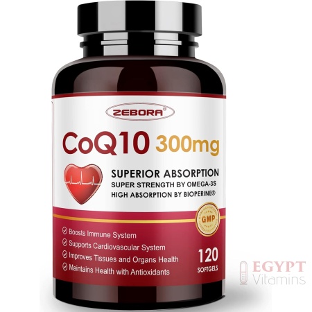 ZEBORA CoQ10-300mg-Softgels with PQQ, BioPerine & Omega-3 |120 Softgels