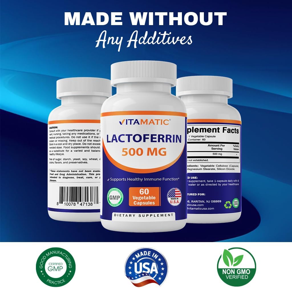 Vitamatic Lactoferrin Supplement 250mg | Immune & Iron Support – 60 Capsules - Image 2