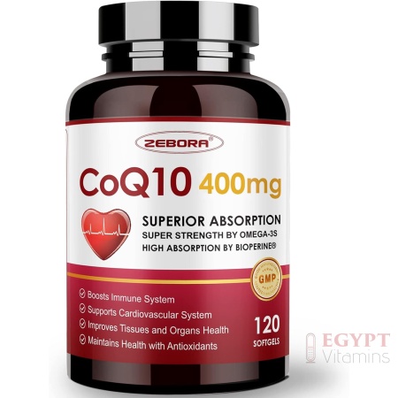 ZEBORA CoQ10-400mg-Softgels with PQQ, BioPerine & Omega-3 |120 Softgels