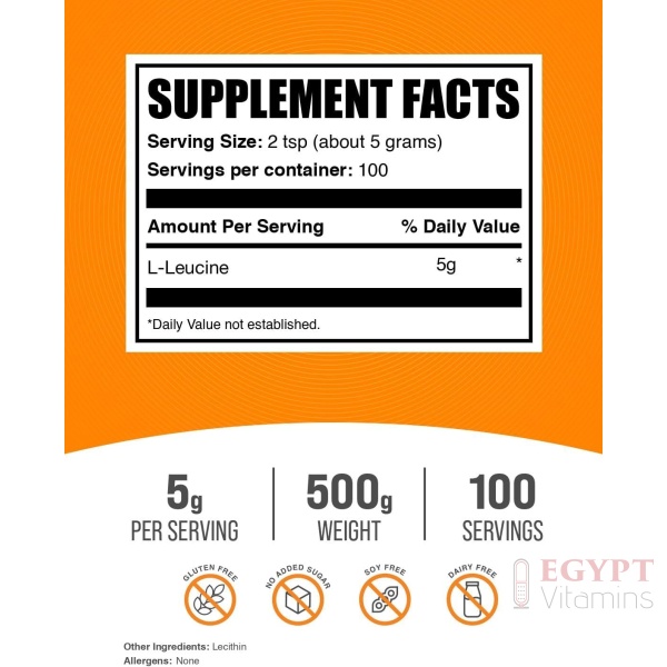 BulkSupplements.com L-Leucine Powder - Leucine Supplements, BCAA Supplements - Amino Acid Powder, Unflavored, 5g per Serving, 500g (1.1 lbs) - Image 2