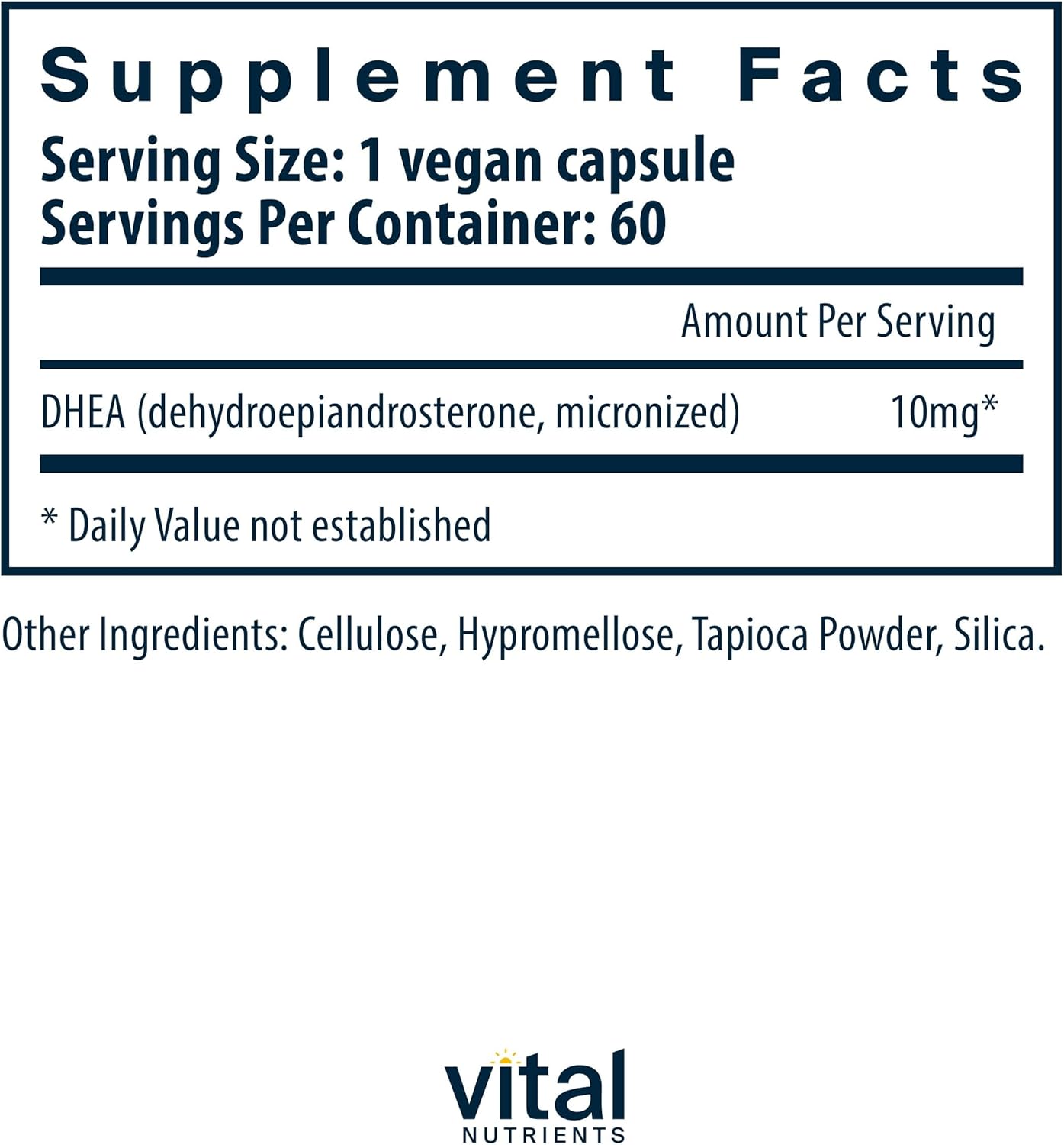 Vital Nutrients DHEA 10mg Supplement | Supports Healthy DHEA Levels | 60 Capsules - Image 2