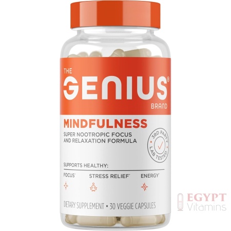 The Genius Brand Genius Mindfulness - Brain Health Supplement - Supports Healthy Mindsets - Calm, Energy, Memory & Focus Support - Ashwagandha, NeuroFactor & More - 30 Veggie Pills