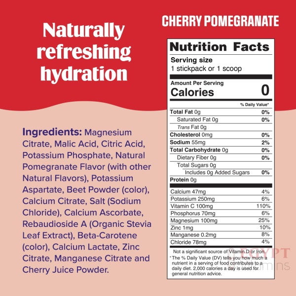 ⁦ltima Replenisher Daily Electrolyte Powder Drink Mix – Sugar Free – Cherry Pomegranate, 90 Servings – Hydration Powder with 6 Electrolytes & Minerals – Keto Friendly, Vegan, Non-GMO⁩ - الصورة ⁦2⁩