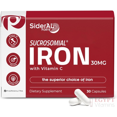 SiderAL Forte Iron Supplement Clinically Shown to Increase Iron Without Side Effects | Sucrosomial High Absorption Gentle Iron Pills for Women and Men | Vitamin C | Anemia & Energy Support | 30 Count