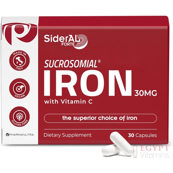 SiderAL Forte Iron Supplement Clinically Shown to Increase Iron Without Side Effects | Sucrosomial High Absorption Gentle Iron Pills for Women and Men | Vitamin C | Anemia & Energy Support | 30 Count