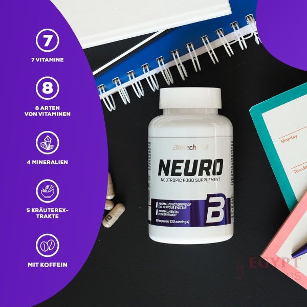 BioTechUSA Neuro Dietary Supplement Capsules with Plant Extracts, Vitamins and Minerals, 60 Capsules - Image 6