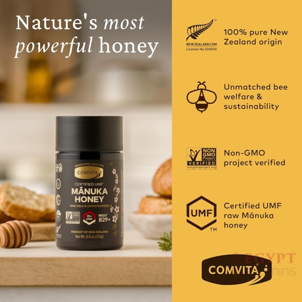 ⁦Comvita Manuka Honey UMF 20+ (MGO 829+) - Raw Manuka Honey New Zealand, Pure & Unpasteurized, Superfood for Immune Health, Use in Tea, Wild, Monofloral, Non-GMO - 250g (8.8 oz)⁩ - الصورة ⁦4⁩