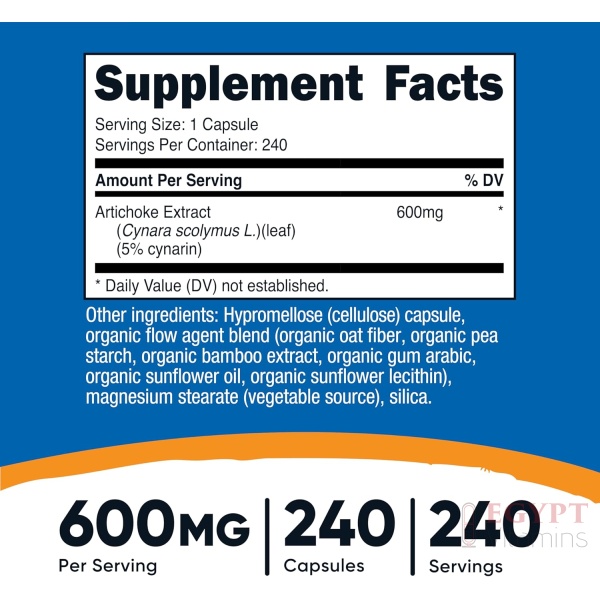 Nutricost Artichoke Extract 600mg, 240 Vegetarian Capsules - Image 2