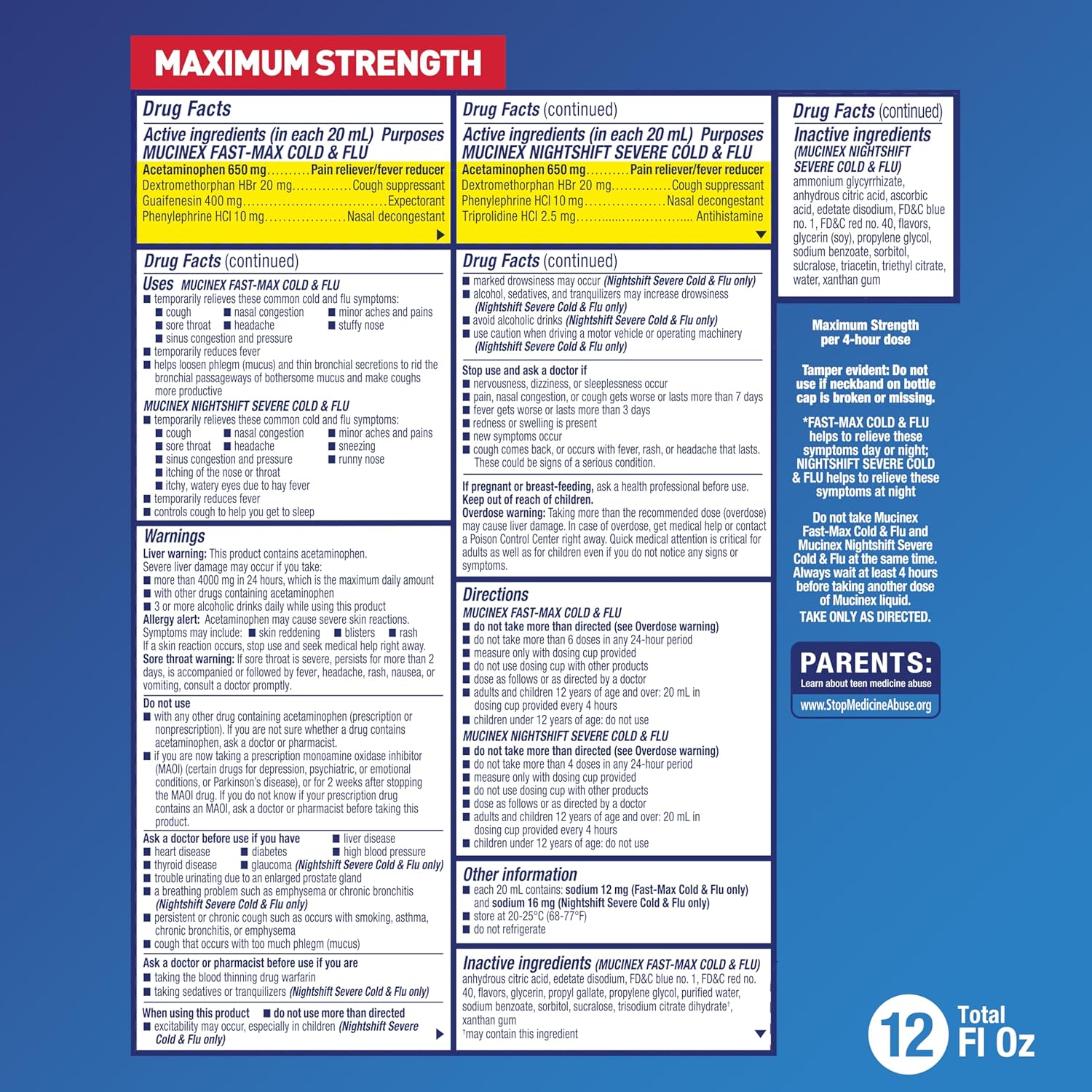 Mucinex Day/Night Cold & Flu Medicine Combo Pack | 12 fl oz - Image 3