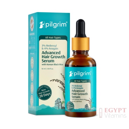 Pilgrim Advanced Hair Growth Serum with Redensyl 3%, Anagain 4% & Baicapil | Hair Fall Control & Regrowth | Korean Black Rice | For Men & Women, 1.69 Fl Oz (50ml)