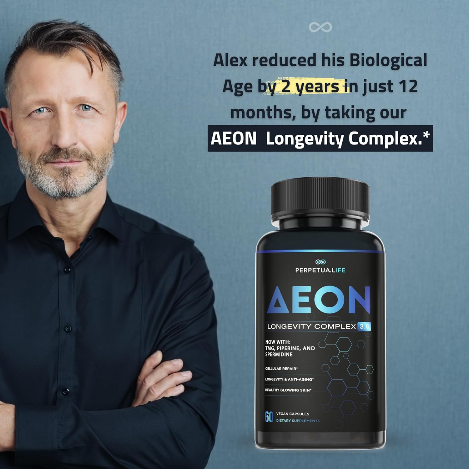 AEON Liposomal NAD+ Longevity Complex, with NAD+, NR, Resveratrol, Quercetin, Fisetin, L Theanine, TMG, EGCG, Spermidine, Astragalus, Anti-Aging Supplement, Vegan, 60 Capsules - Image 3