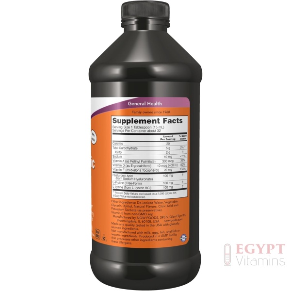 NOW Foods Supplements, Liquid Hyaluronic Acid, Delicious Berry Flavor, 100 mg Per Serving, 16-Ounce - Image 2