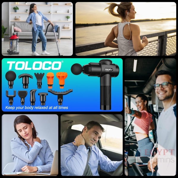 TOLOCO Massage Gun, Deep Tissue Back Massage for Athletes for Pain Relief, Percussion Massager with 10 Massages Heads & Silent Brushless Motor, Gifts for Fathers Day - Image 5