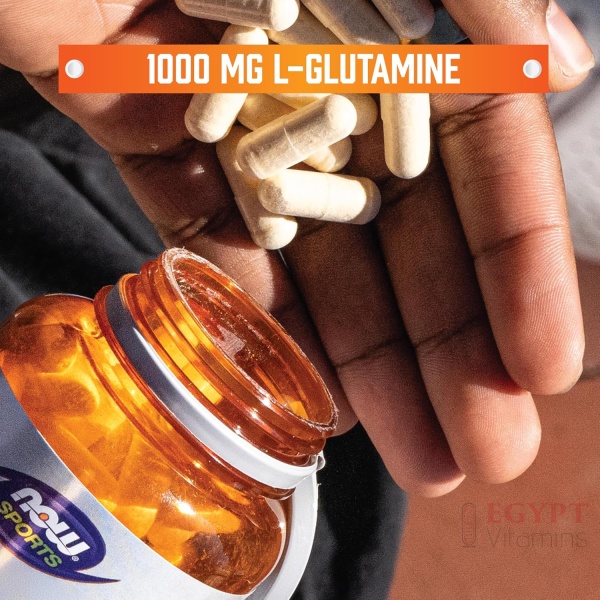 ⁦NOW Sports Nutrition, L-Glutamine, Double Strength 1,000 mg, Amino Acid, 240 Veg Capsules⁩ - الصورة ⁦3⁩