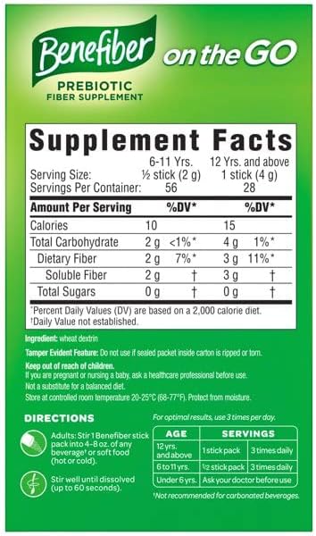 Benefiber On the Go Prebiotic Fiber Supplement Powder for Digestive Health, Daily Fiber, Unflavored - 28 Sticks - Image 2