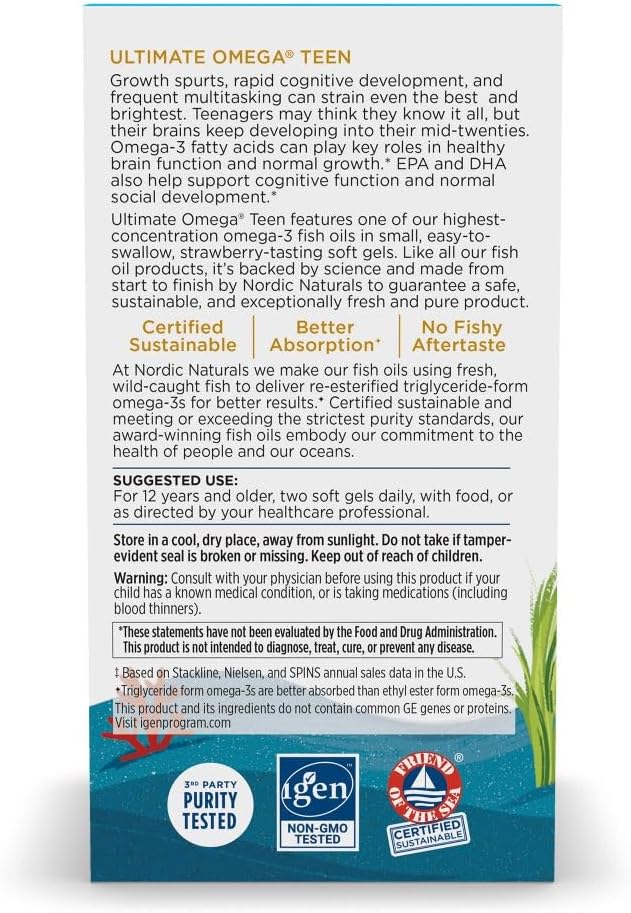 Nordic Naturals Ultimate Omega 2X Teen, Strawberry - 60 Mini Soft Gels - Image 6