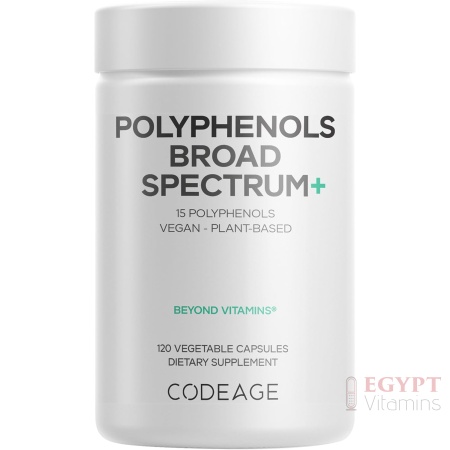 Codeage Polyphenols Broad Spectrum Supplement - Blend of 15 Berries, Fruits, and Botanical Extracts, Decaf Green Tea Leaf, Quercetin, Resveratrol, Pomegranate, Turmeric | 120 Capsules