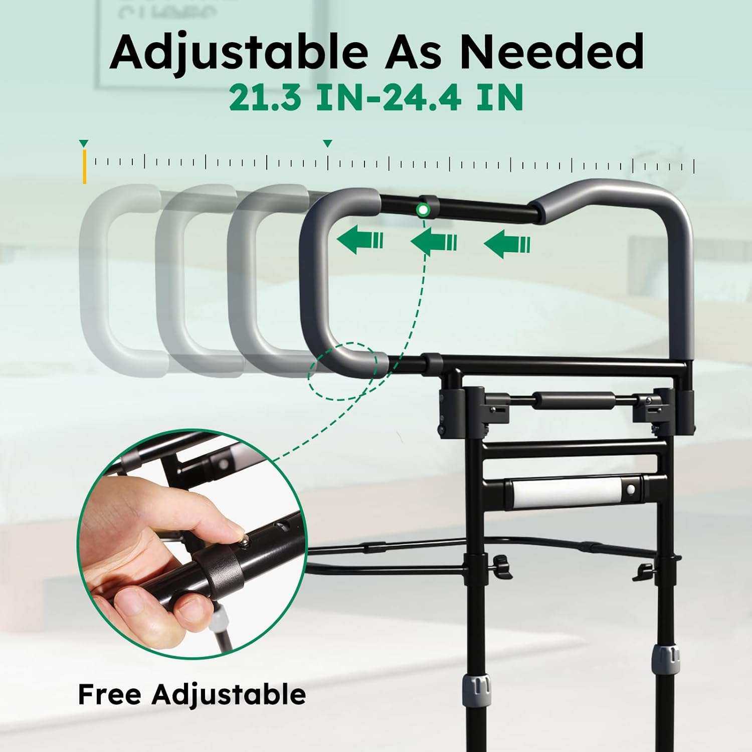 Foldable Bed Rail, Adjustable Bed Rails for Elderly Adults Safety, Bed Rails for Seniors, Bed Side Assist Rails for King Queen Full Twin, Hold up to 300LBS - Image 7