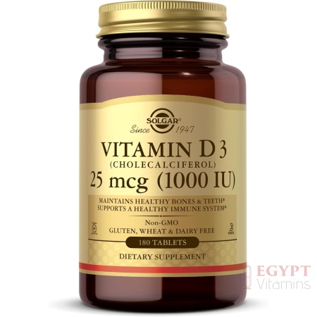 Solgar Vitamin D3 (Cholecalciferol) 25 mcg (1000 IU) – 180 Tablets