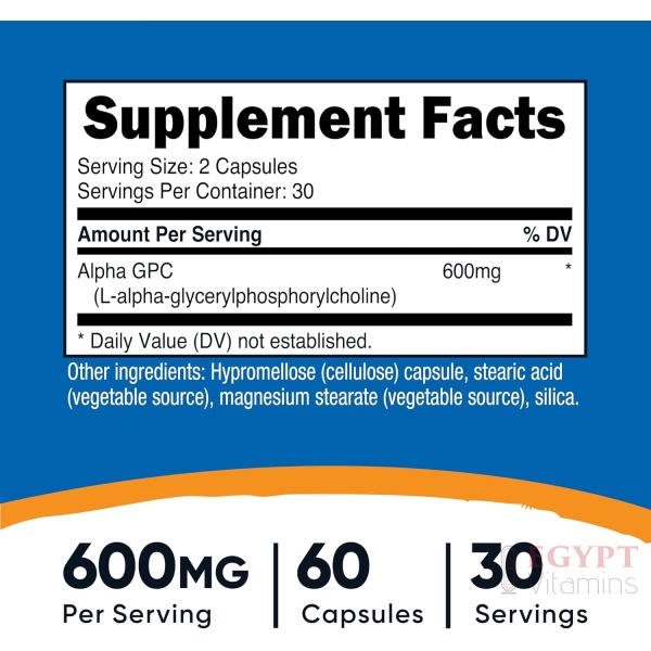 Nutricost Alpha GPC 600mg, 60 Vegetarian Capsules - Image 2