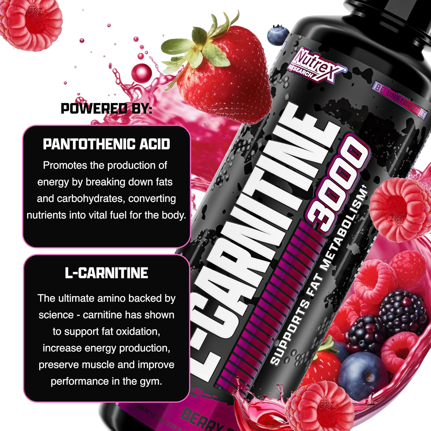 Nutrex Research L-Carnitine 3000 (31 Servings, Berry Blast) | Liquid Shots, Stimulant Free | Supports Muscle Recovery For Men and Women - Image 5