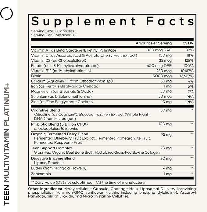 Codeage Teen Multivitamin+ Platinum | 60 Capsules - Image 2
