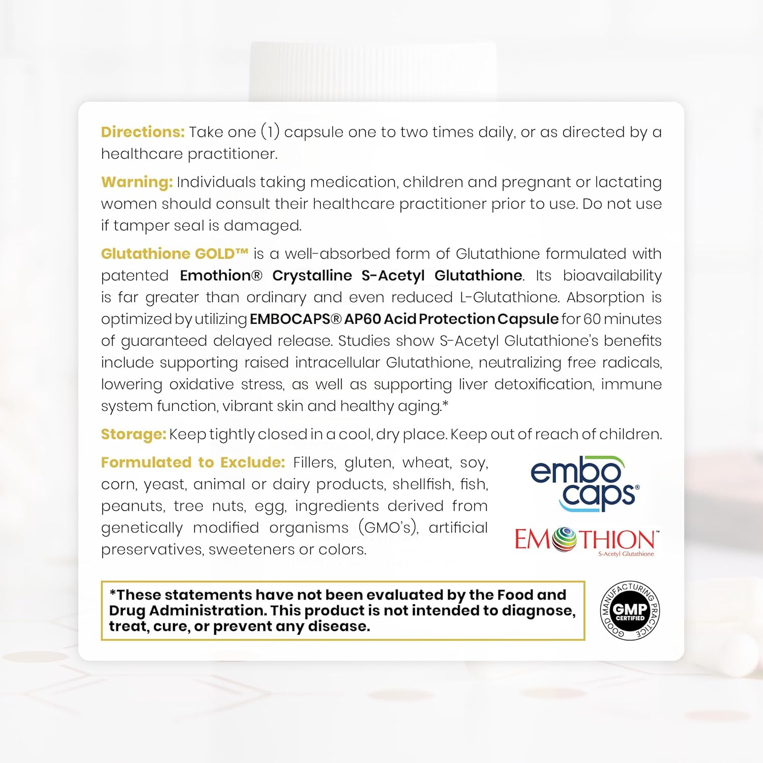 pure therapro rx glutathione gold Pure Therapro Rx S-Acetyl Glutathione Gold 300mg PER Capsule | 60 Capsules
