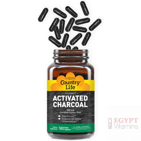Country Life Activated Organic Coconut Charcoal | 180 Capsules